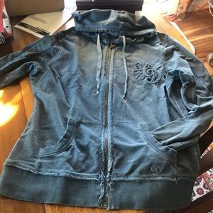 Women’s Harley hooded sweatshirt. Full zipper, long length.